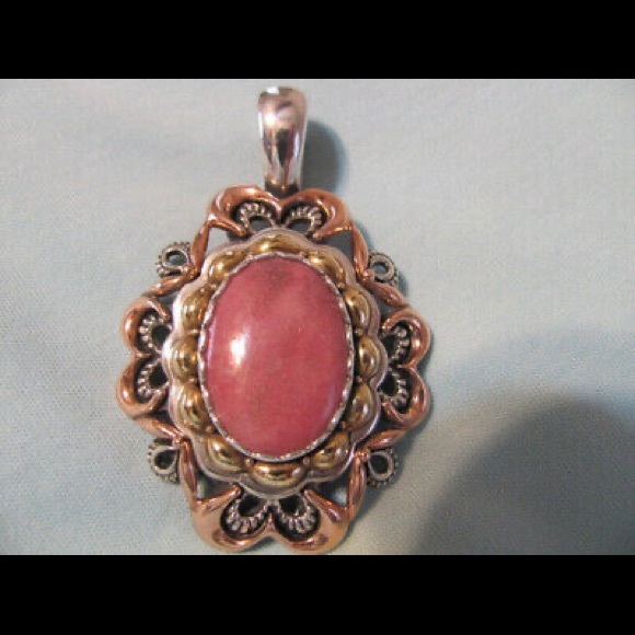 Vintage Carolyn Pollack Rhodonite Mixed Metal Enhancer - Picture 7 of 7